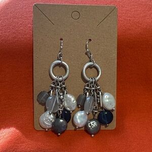 Chico's Silver and Pearl Dangle Earrings